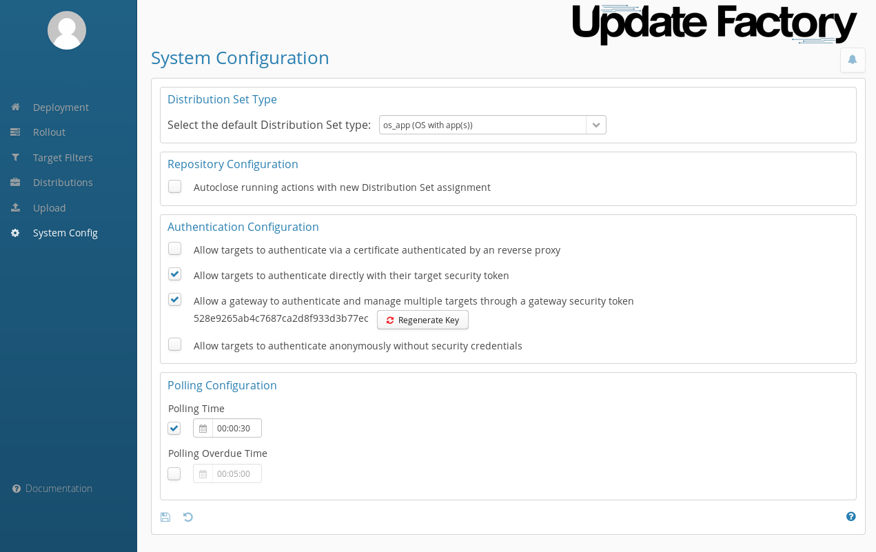 System Configuration | Update Factory